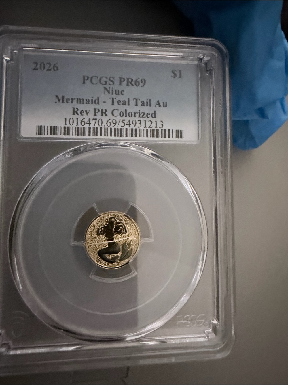 Certified Mermaid Teal Tail Gold Coin - Teal/Gold